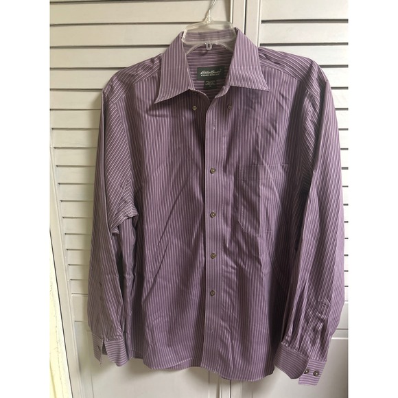 Eddie Bauer Striped‎ Wrinkle Resistant Dress Shirt Long Sleeve Button Up Medium - Picture 1 of 4